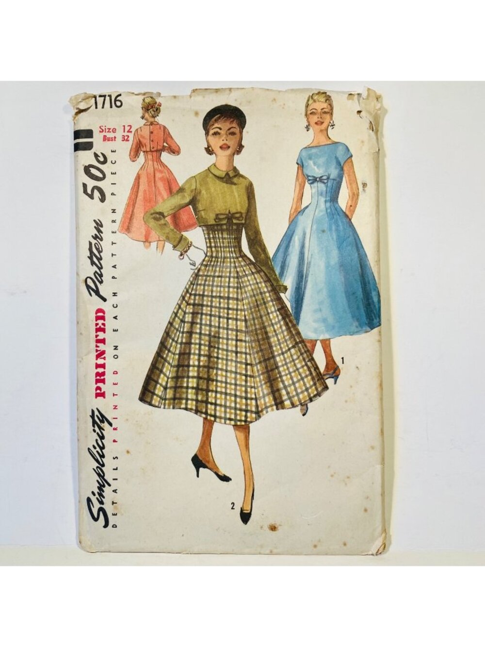 Vintage 50s Simplicity 1716 B32 Fit & Flare Dress Short Jacket Sewing Pattern FF